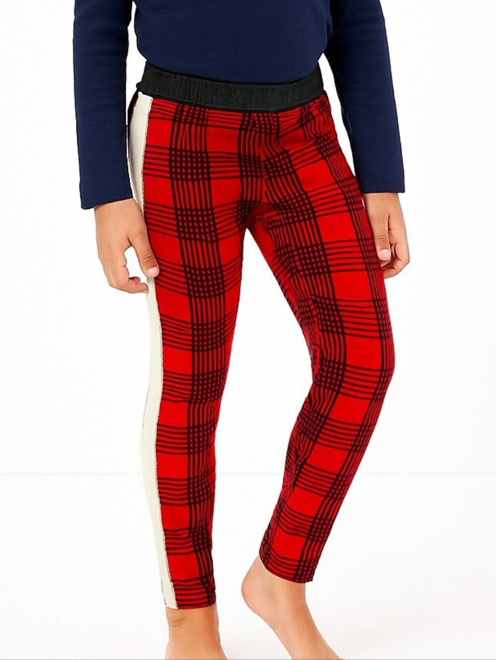 Garanimals Red and Black Plaid Leggings with Cream Side Stripe